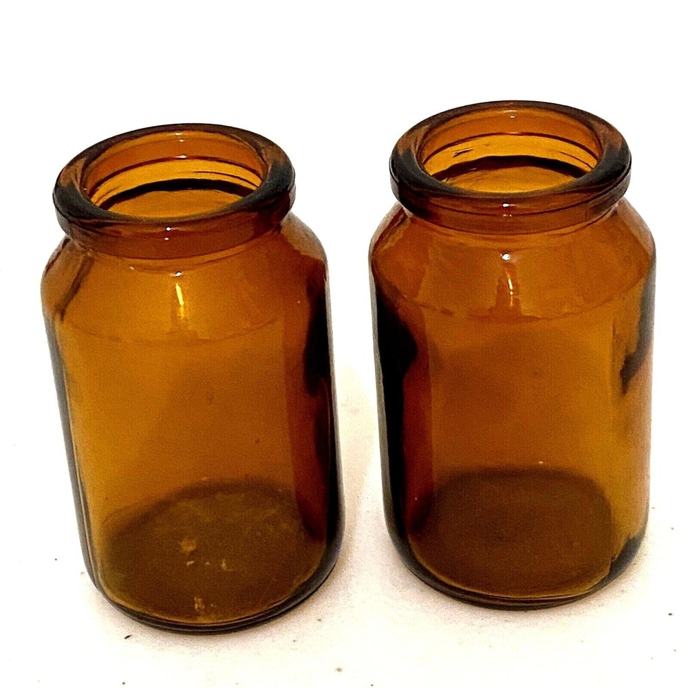 Vintage Mini Brown‎ Purple Glass Jars Bottles Lot of 5 Home Decor DIY Crafting - Picture 4 of 6